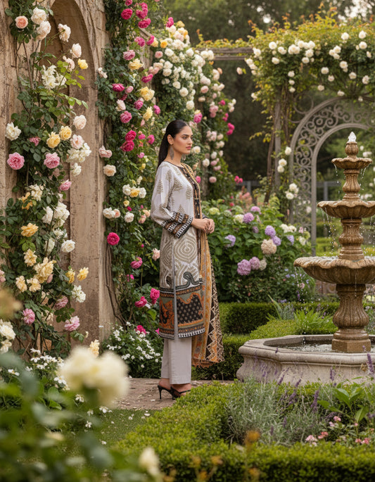 Gul Ahmed 3pc Unstitched Khaddar Suit | Beige