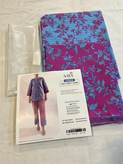 Saya 2pc Unstitched Lawn Suit | Blue