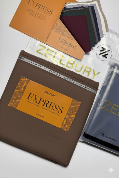 Close-up texture and weave of Brown Zellbury Mens Wash and Wear 100% premium fine quality fabric.