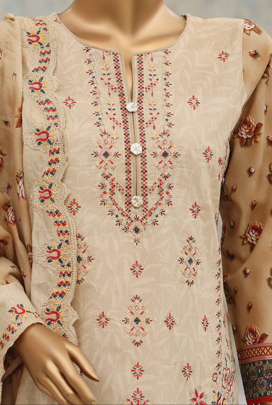 Shanaya By MTF Digital Printed Heavy Embroidered Lawn - Sand