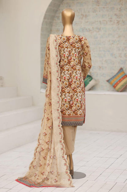 Shanaya By MTF Digital Printed Heavy Embroidered Lawn - Sand