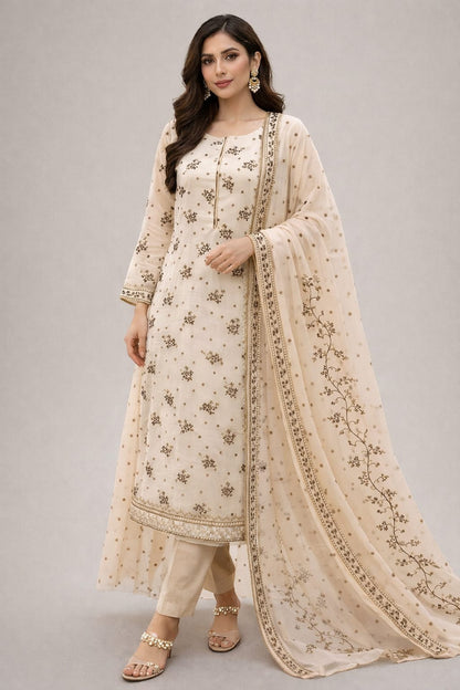 Light Salmon | Luxury Chiffon Embroidered