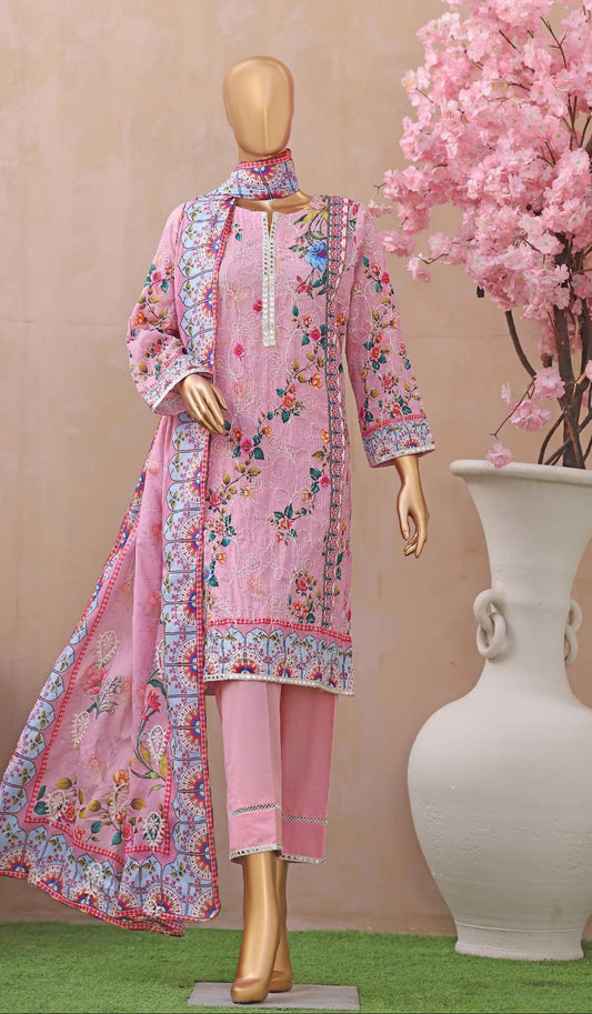 Khass By MTF Digital Printed Jhaal Embroidered Dhagakari Doria Lawn - Pink