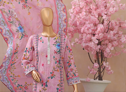 Khass By MTF Digital Printed Jhaal Embroidered Dhagakari Doria Lawn - Pink