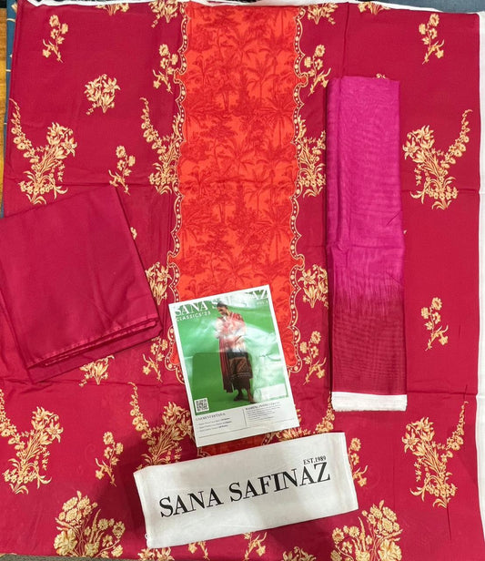 Pink | Sana Safinaz 3pc Unstitched Lawn Suit