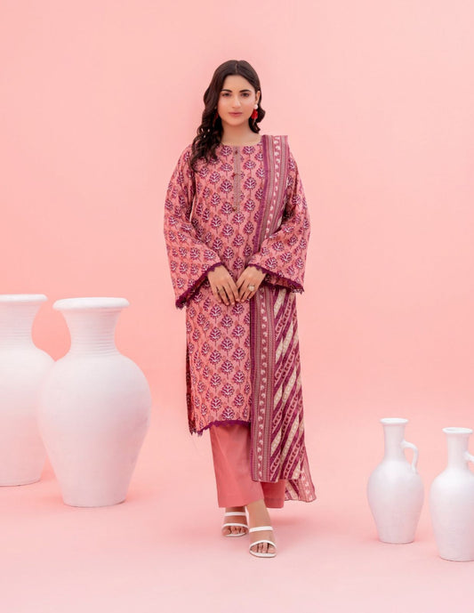 Deep Peach | Sohaye By Diners  3pc Unstitched Lawn Suit