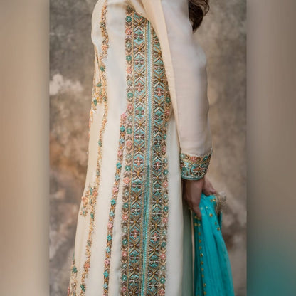 Vintage Silk Luxury Embroidered - White 3-Pc | Replica