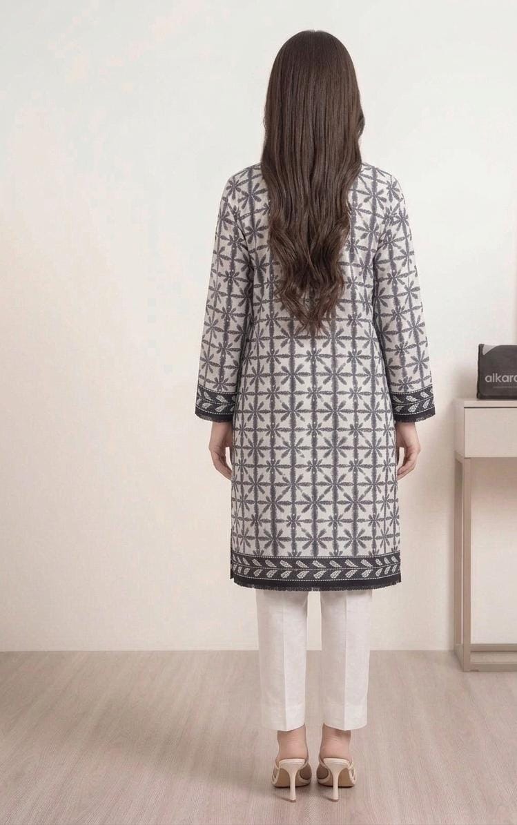 White - Alkaram 1pc Unstitched Lawn Shirt