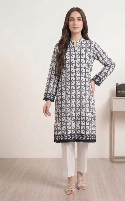 White - Alkaram 1pc Unstitched Lawn Shirt