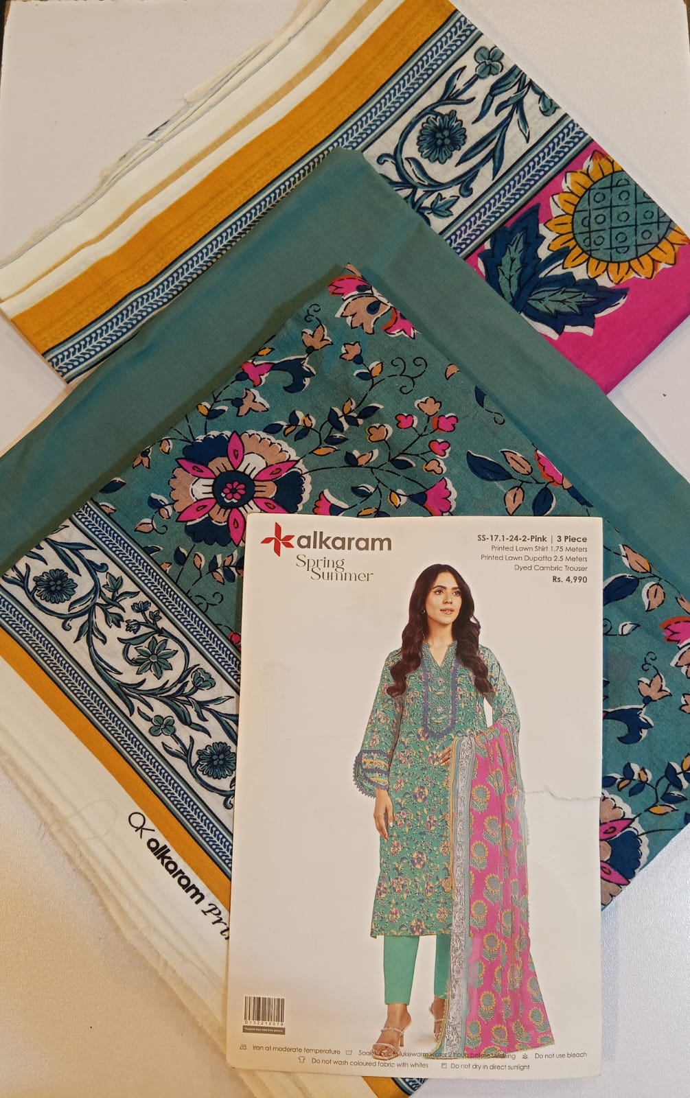 Teal Blue | Al-Karam 3pc Unstitched Lawn Suit