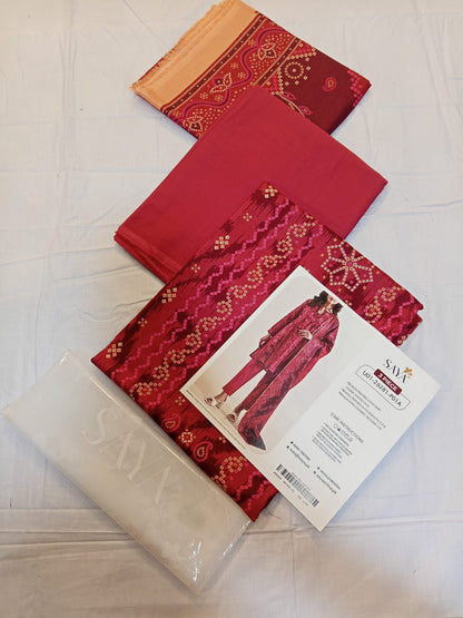 shot of the Saya Printed Lawn Suit Red
