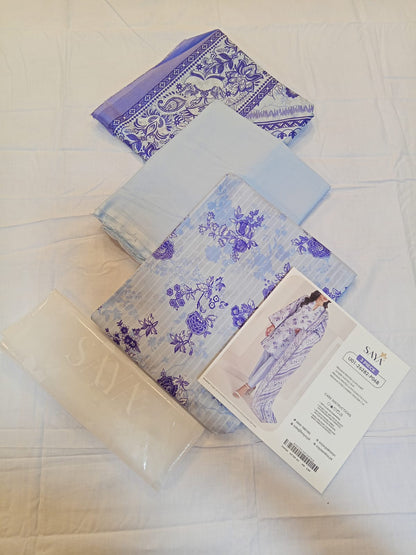 shot of the Saya Printed Lawn Suit Light Blue