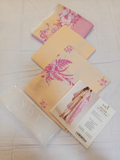 shot of the Saya Printed Lawn Suit Apricot