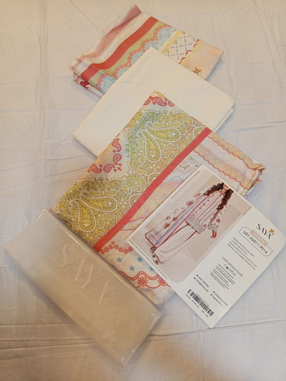 shot of the Saya Printed Lawn Suit Ivory