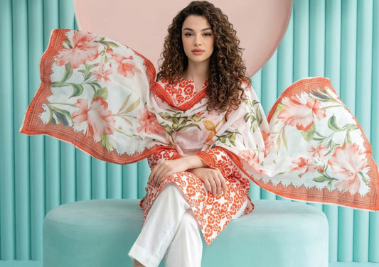 shot of the Salina Mid Summer Cotton Suit Orange