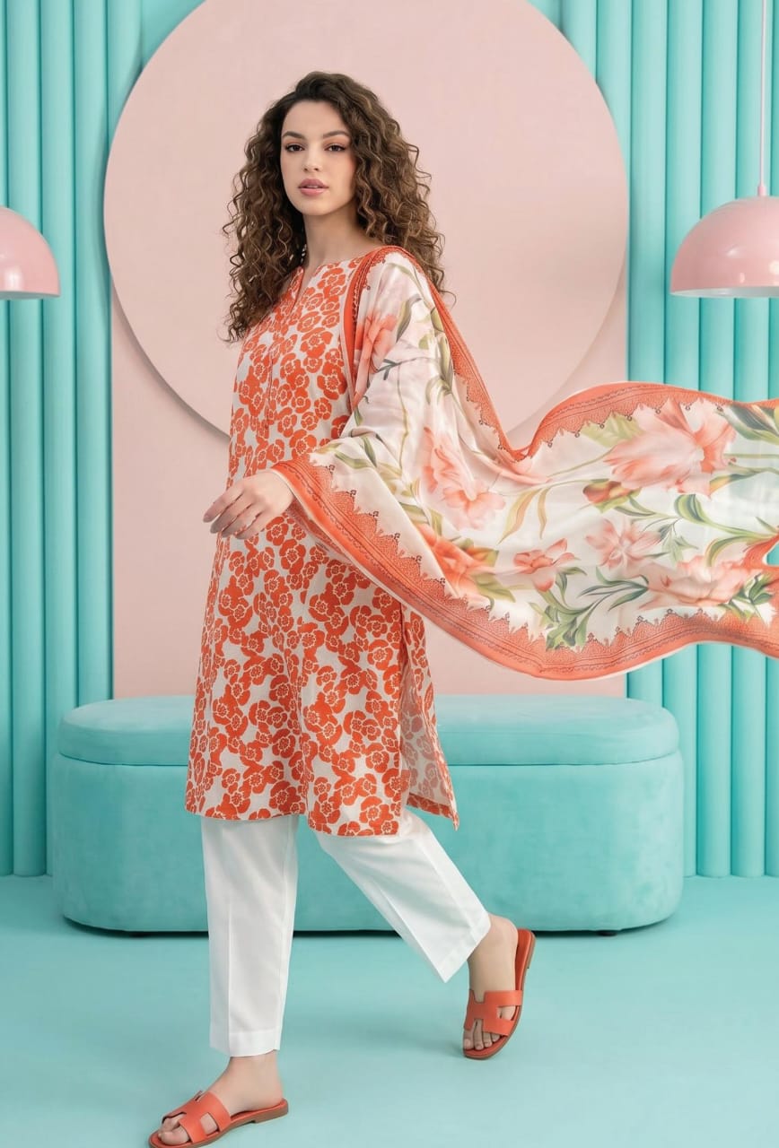 shot of the Salina Mid Summer Cotton Suit Orange