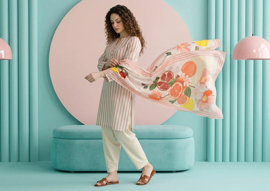shot of the Salina Mid Summer Cotton Suit Peach