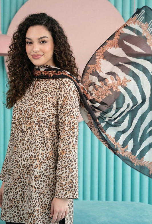 shot of the Salina Mid Summer Cotton Suit Cheetah Print