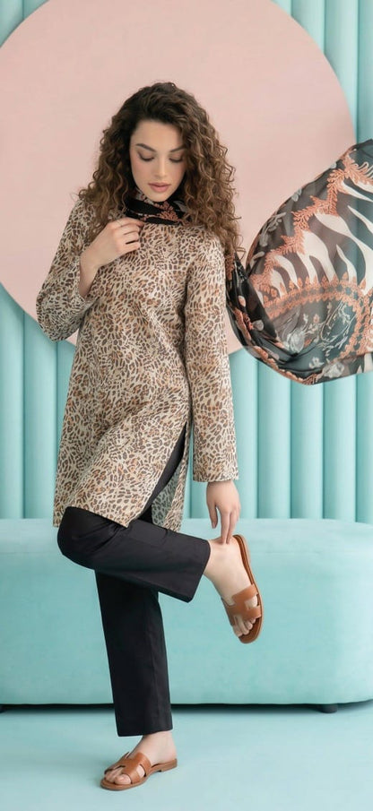 shot of the Salina Mid Summer Cotton Suit Cheetah Print