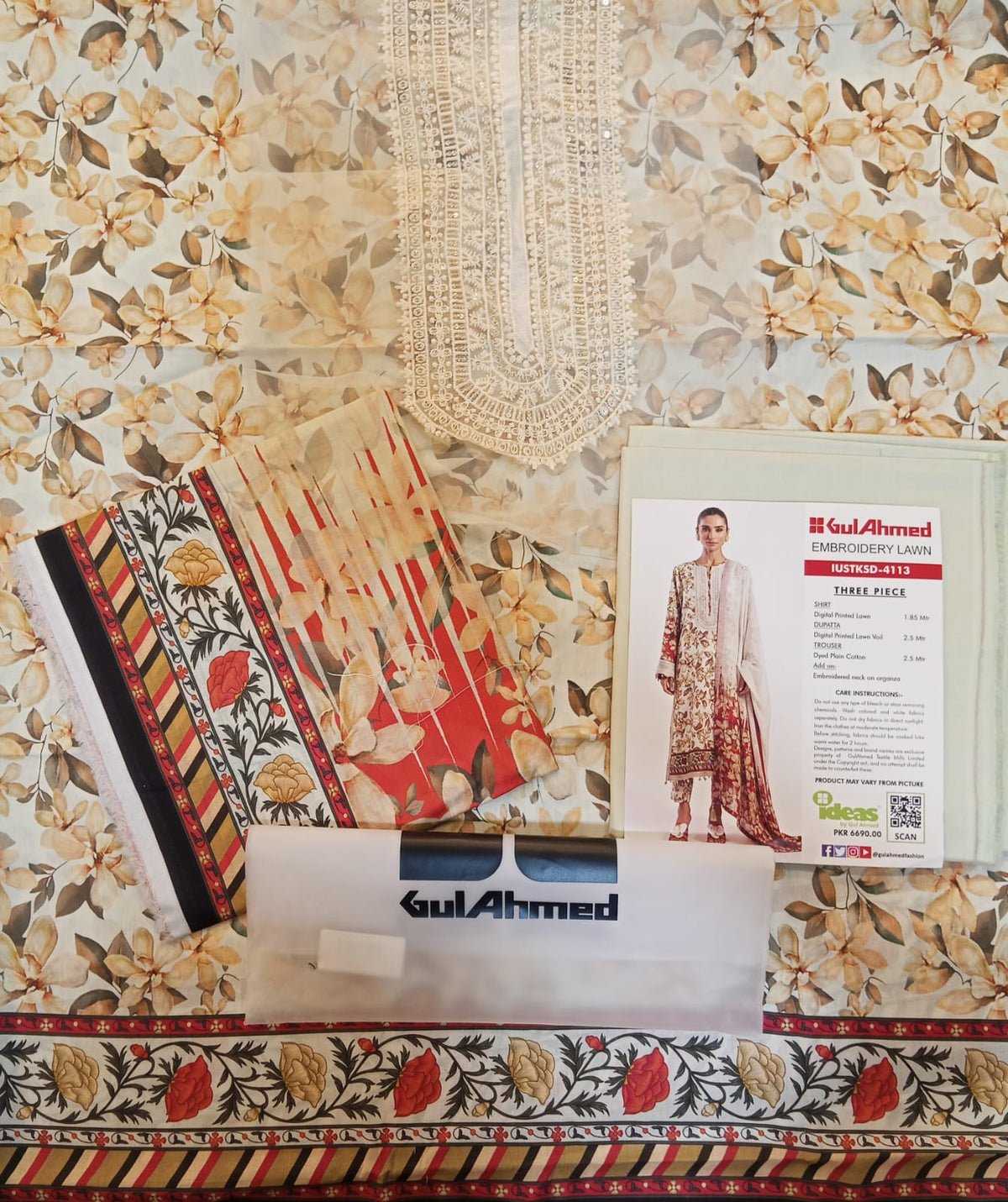 shot of the Gul Ahmed Embroidered Lawn Suit