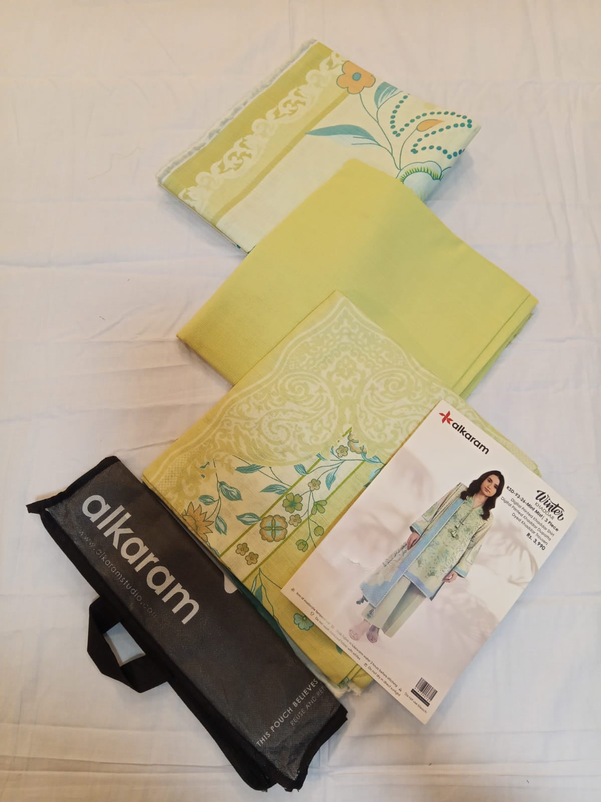 Alkaram 3pc Unstitched Khaddar Suit | Mint Mist