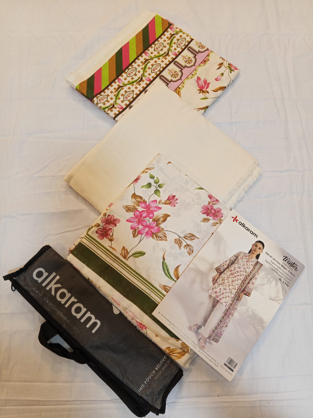 Alkaram 3pc Unstitched Khaddar Suit | Beige