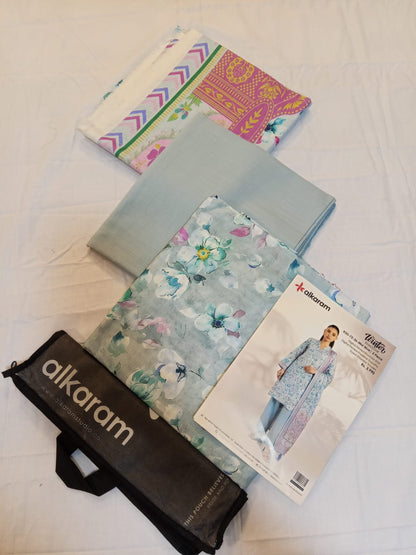 Alkaram 3pc Unstitched Khaddar Suit | Mist Blue