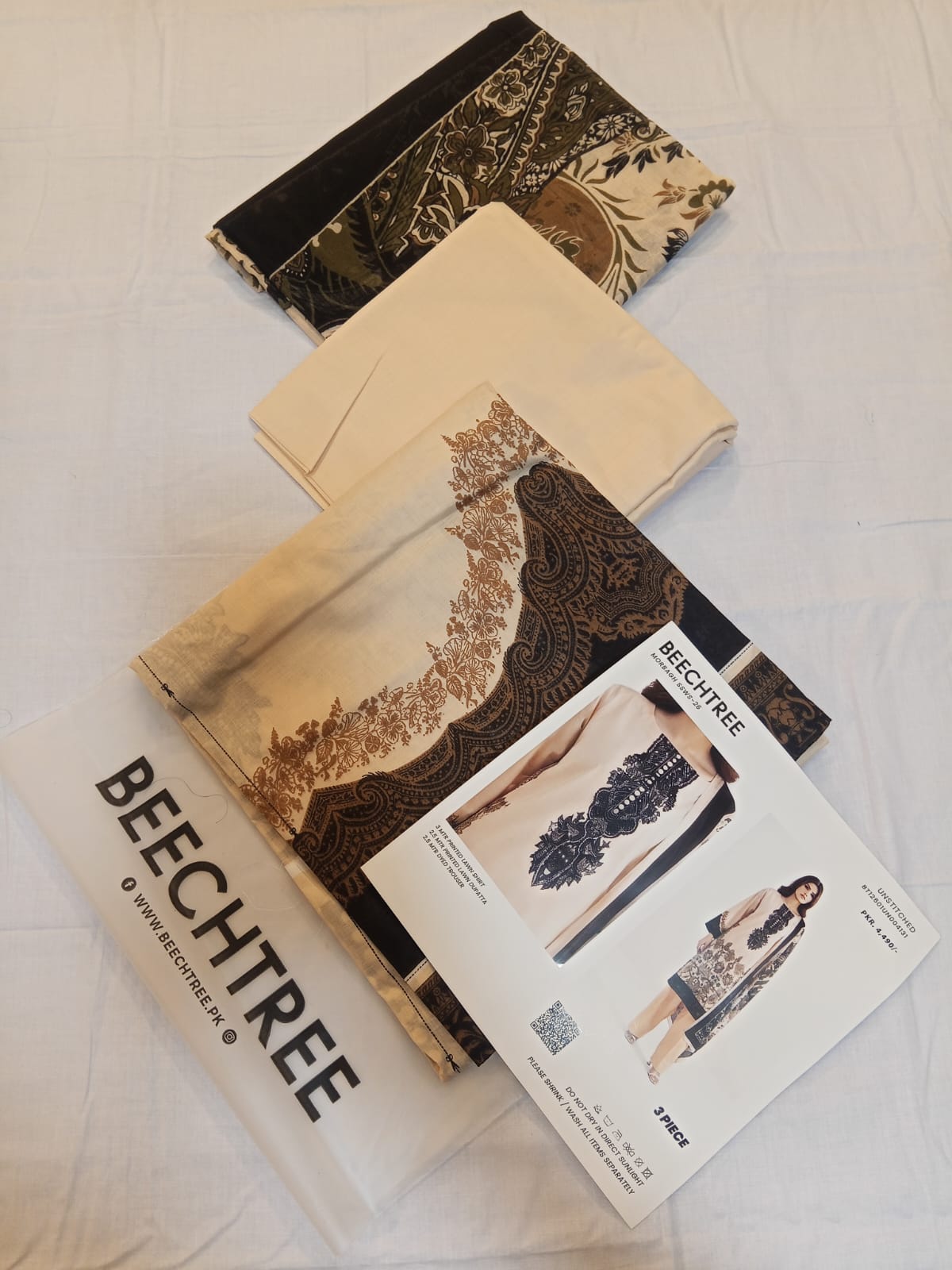 Beechtree Lawn 3pc Unstitched - Warm Beige
