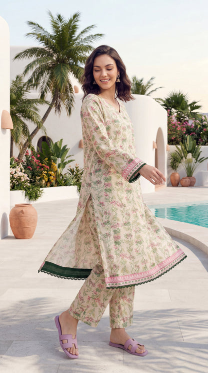 Off-White - Elaya 2pc Unstitched Lawn Suit