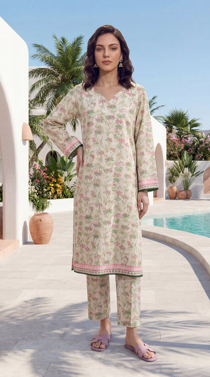 Off-White - Elaya 2pc Unstitched Lawn Suit