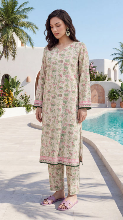 Off-White - Elaya 2pc Unstitched Lawn Suit