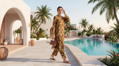Brown - Elaya 2pc Unstitched Lawn Suit
