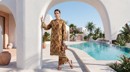 Brown - Elaya 2pc Unstitched Lawn Suit