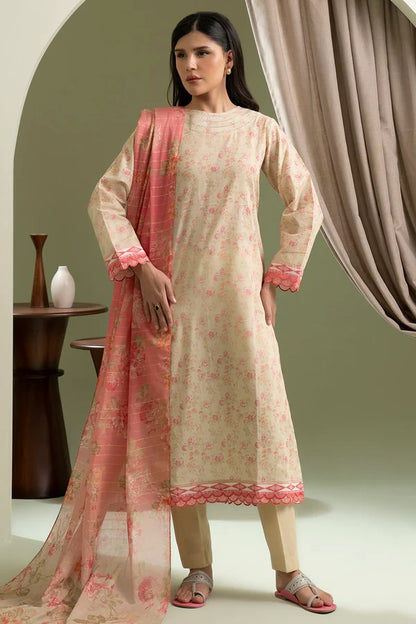 Off White Zellbury 3pc Unstitched Lawn Suit – Stylish Pakistani Lawn Outfit 2025
