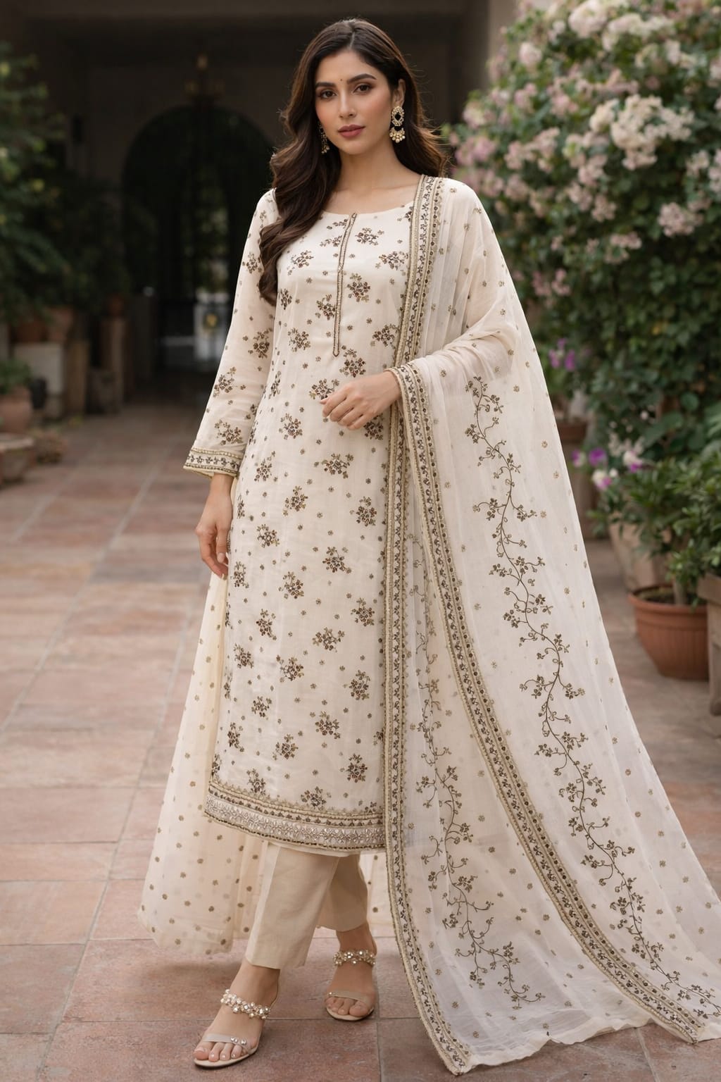 Off White | Luxury Chiffon Embroidered