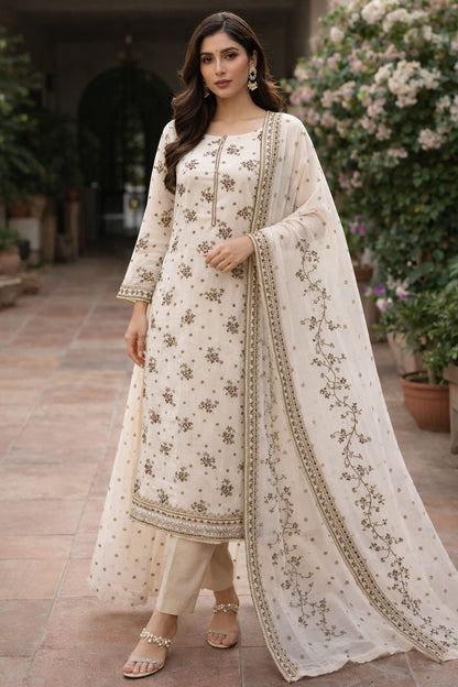 Off White | Luxury Chiffon Embroidered