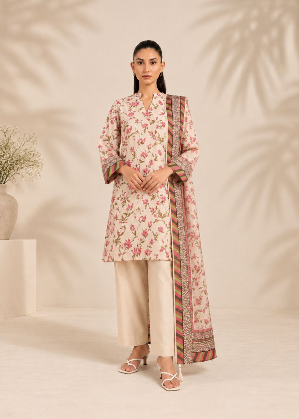 Alkaram 3pc Unstitched Khaddar Suit | Beige