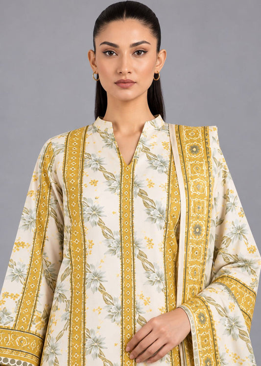 Alkaram 3pc Unstitched Khaddar Suit | Ivory