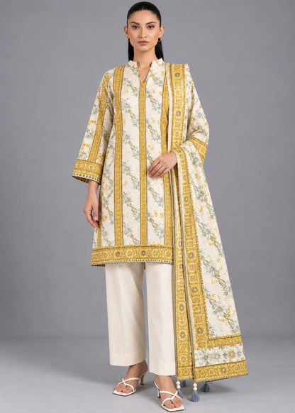 Alkaram 3pc Unstitched Khaddar Suit | Ivory