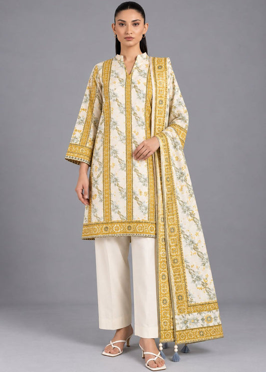 Alkaram 3pc Unstitched Khaddar Suit | Ivory