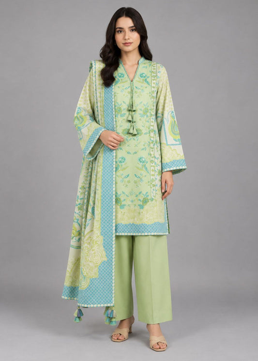 Alkaram 3pc Unstitched Khaddar Suit | Mint Mist