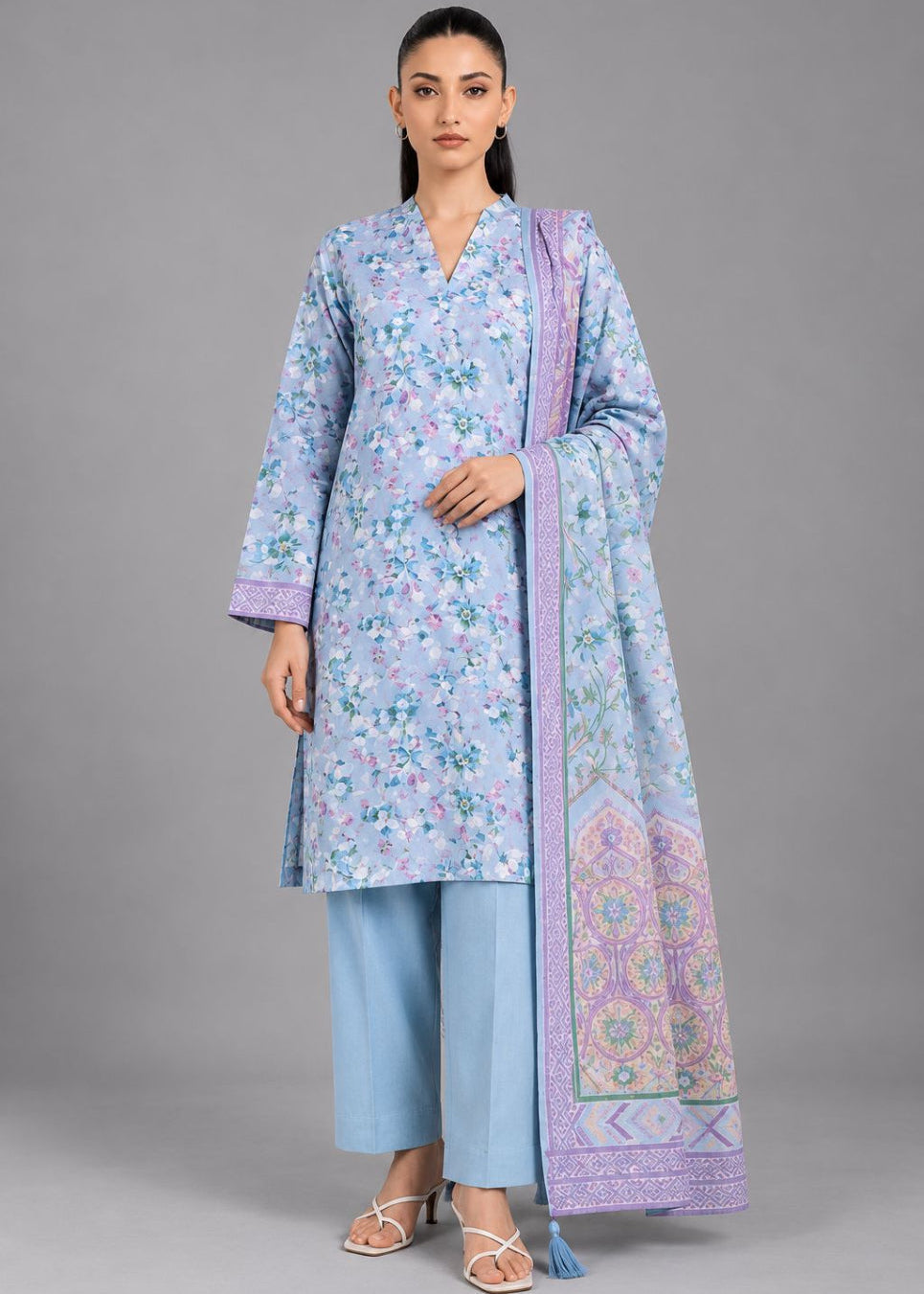 Alkaram 3pc Unstitched Khaddar Suit | Mist Blue