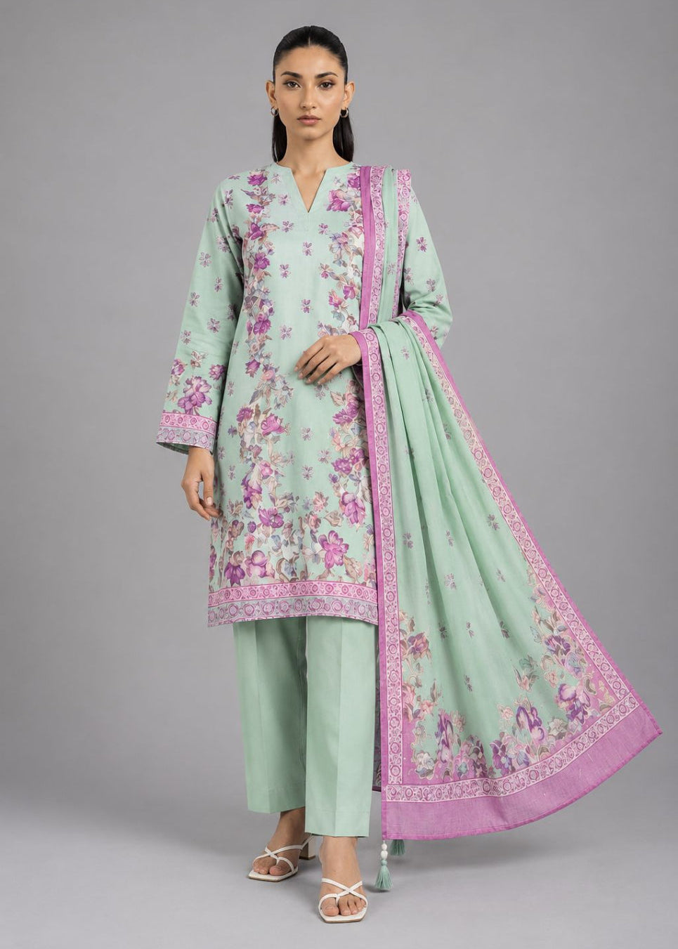 Alkaram 3pc Unstitched Khaddar Suit | Mint Mist