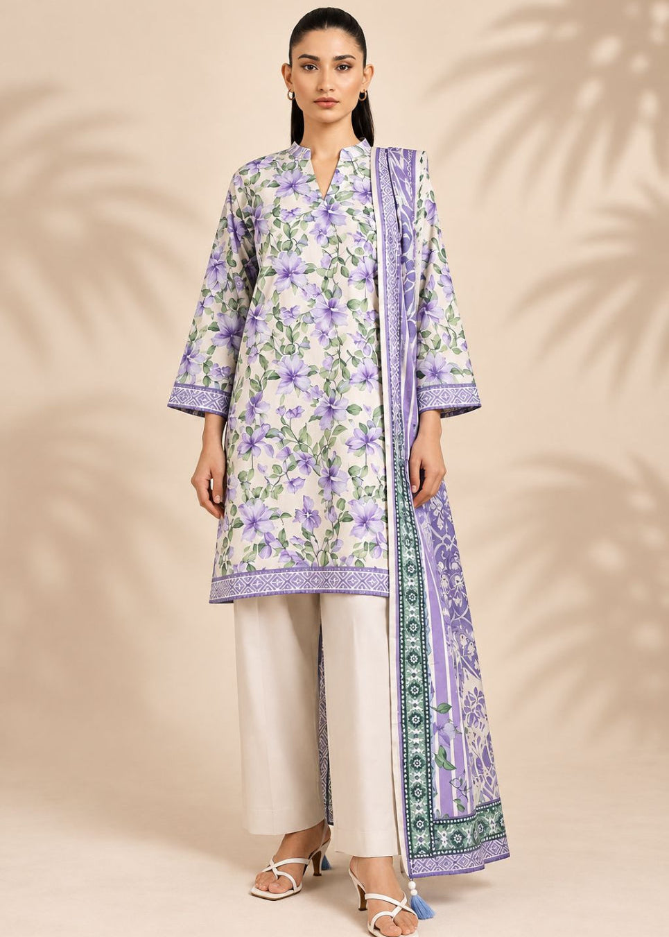 Alkaram 3pc Unstitched Khaddar Suit | Cream