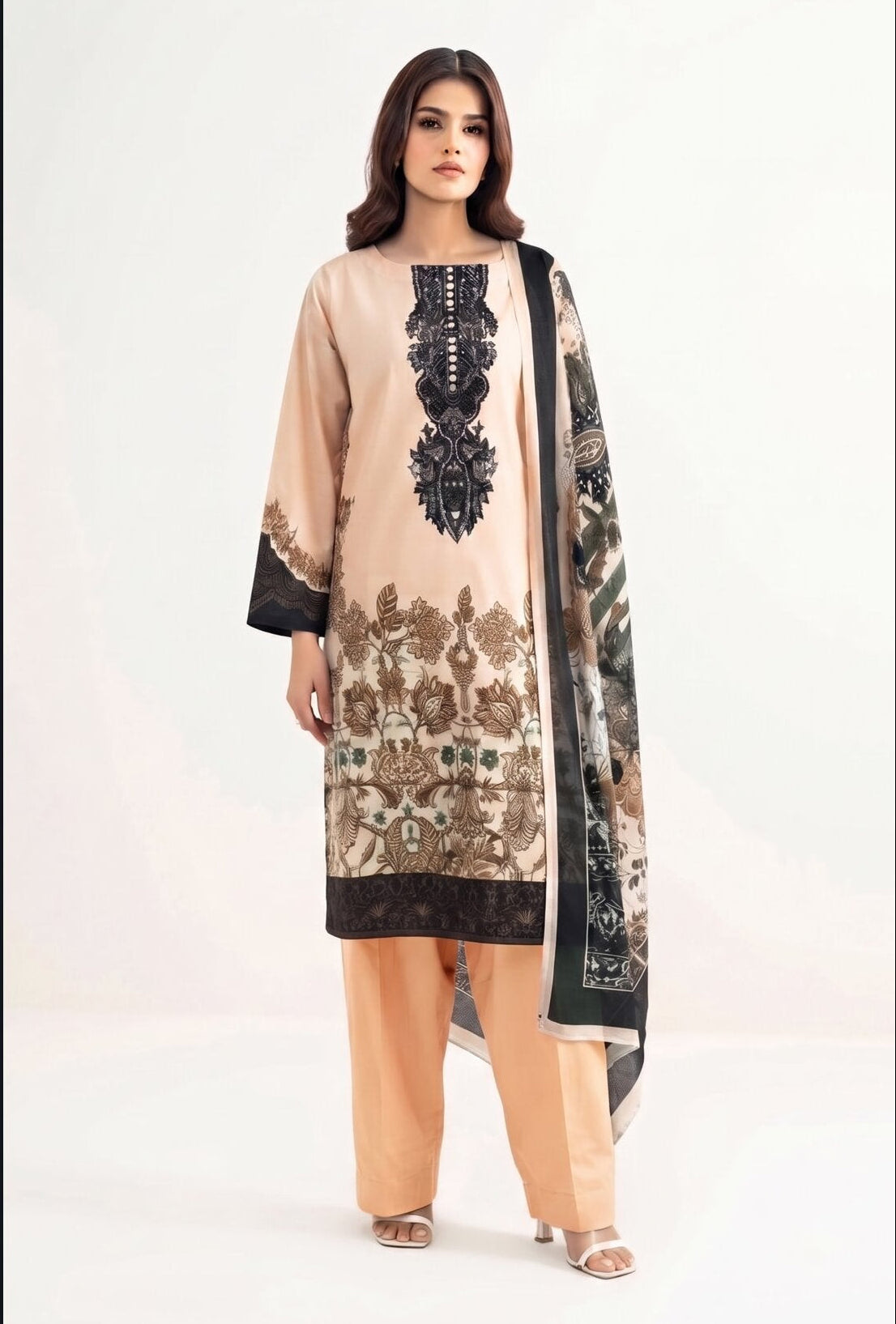Beechtree Lawn 3pc Unstitched - Warm Beige