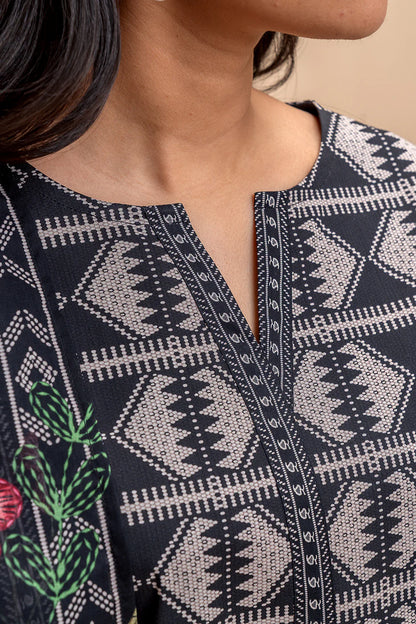 BeechTree 3 PIECE PRINTED LAWN SUIT-ONYX GRID (UNSTITCHED)