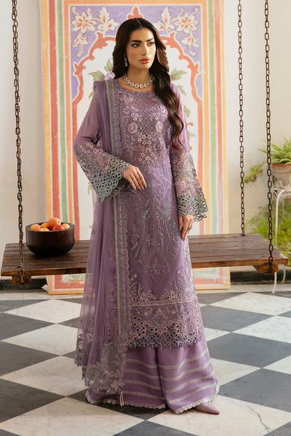 Ramsha Embroidered Chiffon - Lilac 3-Pc | Replica