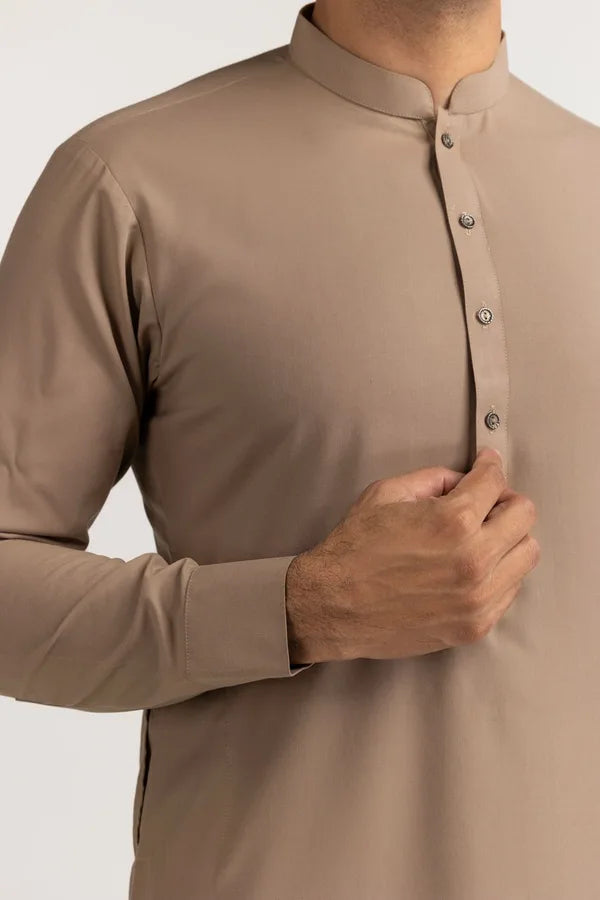Light Brown | Gul Ahmed Men's Unstitched Soft Cotton