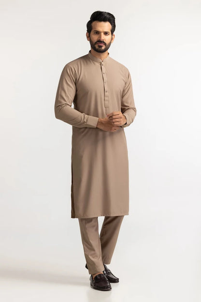 Light Brown | Gul Ahmed Men's Unstitched Soft Cotton