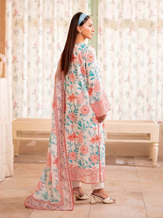 Off White| SAYA 3pc Unstitched Lawn Suit | Brenish